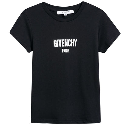 Girls Black Cotton Logo T-shirt