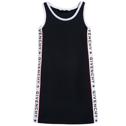 Girls Black Cotton Sleeveless Motion Dress