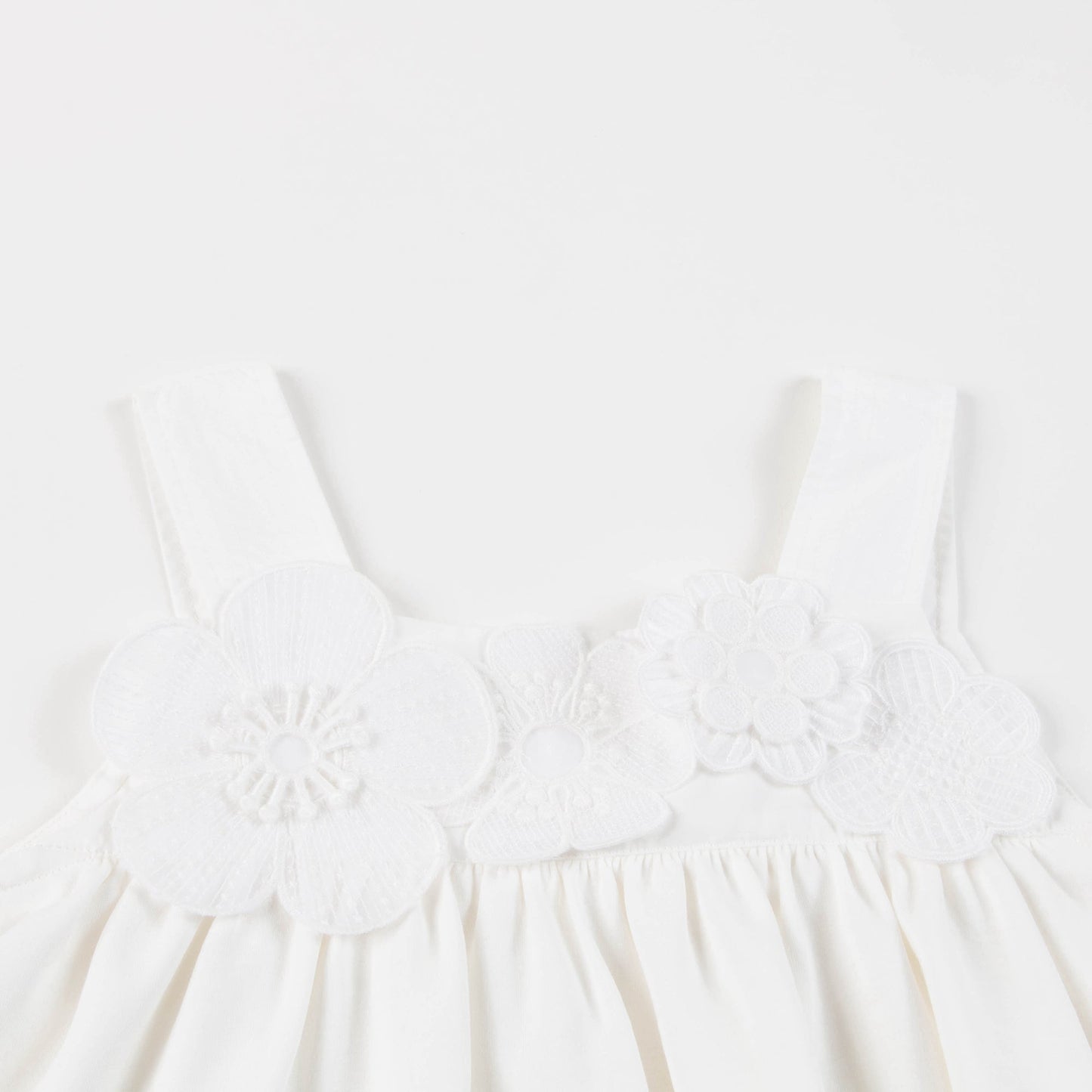 Girls Off White Cotton Dress