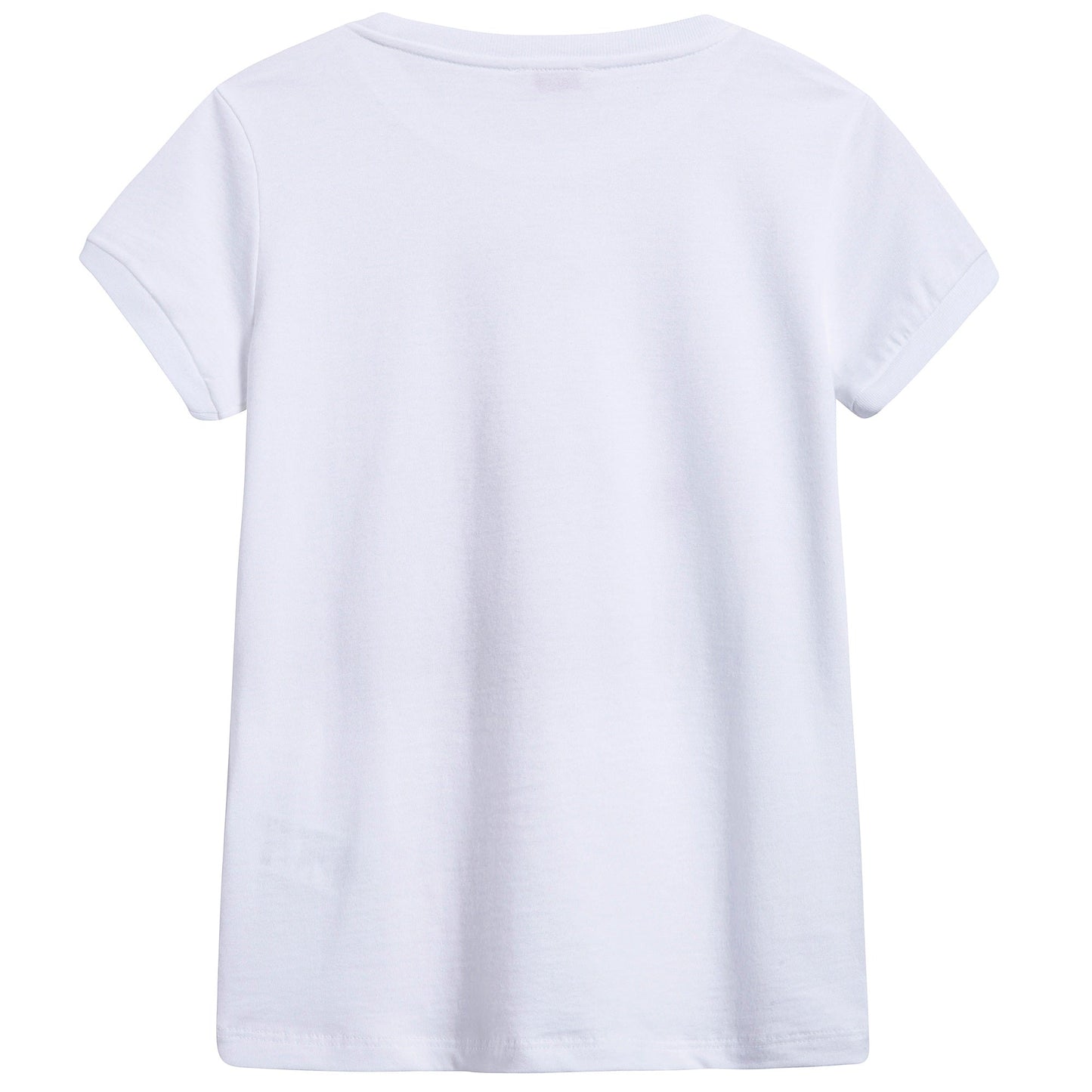 Girls White & Azalea Pink Printed Cotton T-shirt
