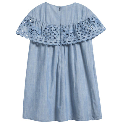 Girls Denim Blue Cotton Dress