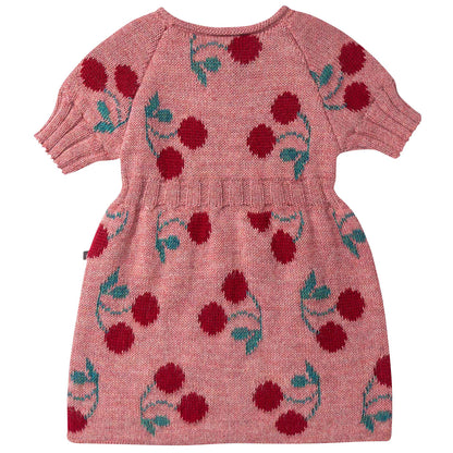 Girls Rose Pink Cherry Alpaca Wool Dress