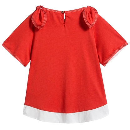 Girls Red Cotton T-shirt