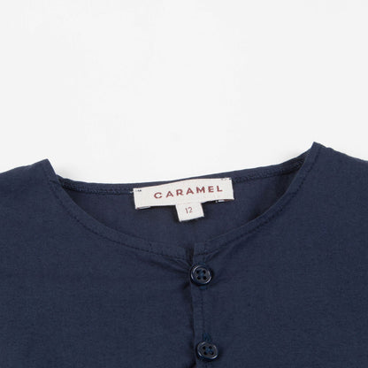 Baby Boys Navy Blue Cotton Woven T-shirt