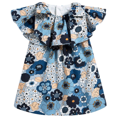 Baby Girls Marine Blue Cotton Dress