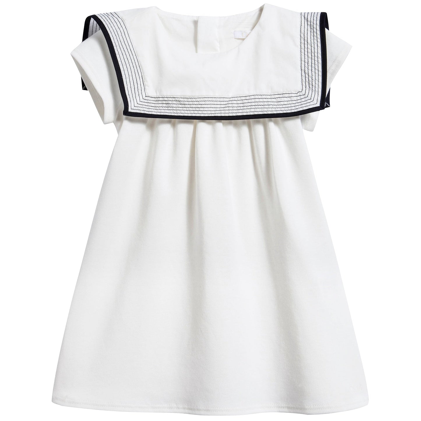 Baby Girls White & Black Striped Cotton Dress