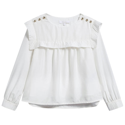 Girls White Soie Blouse