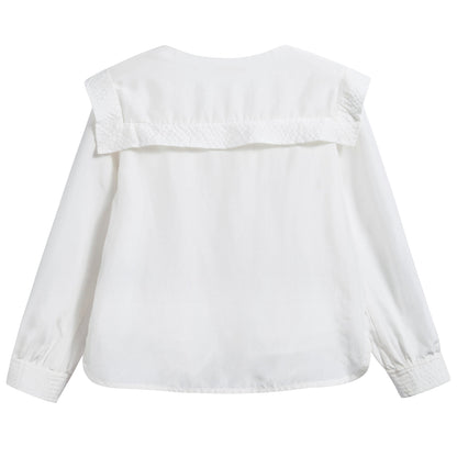Girls White Soie Blouse