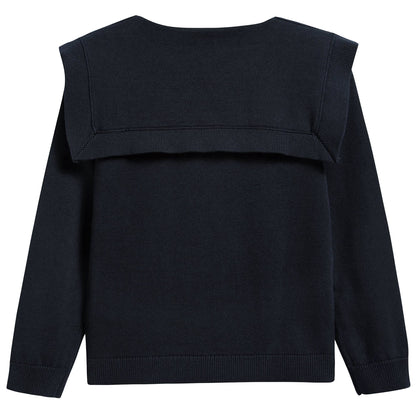Girls Navy Blue Cotton Swerter