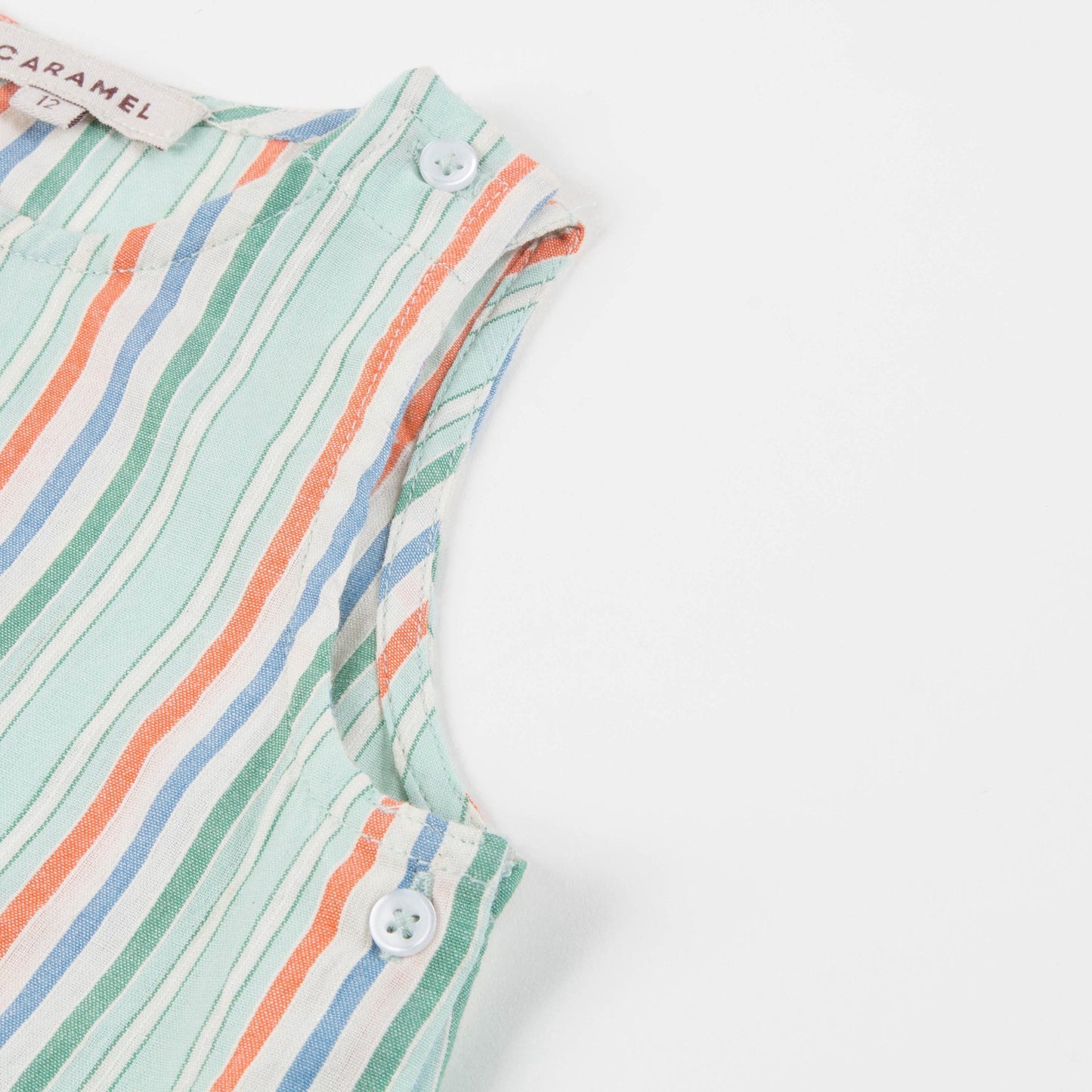 Girls Multi Stripe Cotton Woven Romper
