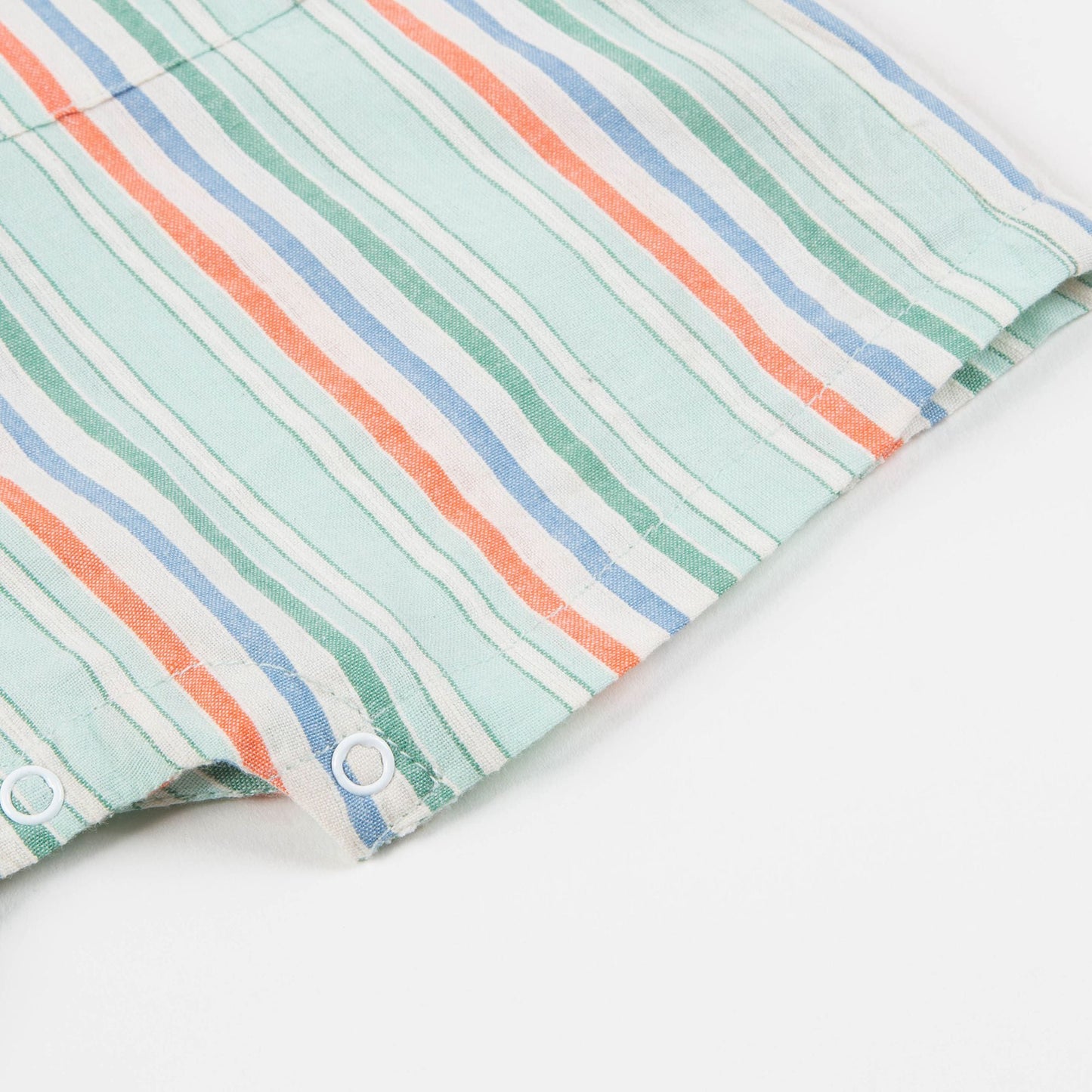 Girls Multi Stripe Cotton Woven Romper
