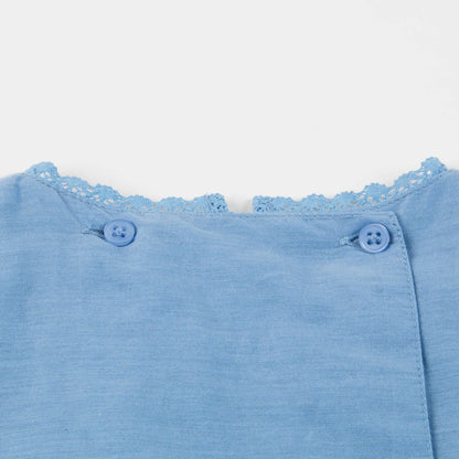 Baby Azure Blue Cotton Woven Blouse