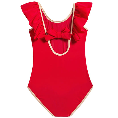 Girls Red Polyamide Swimwear