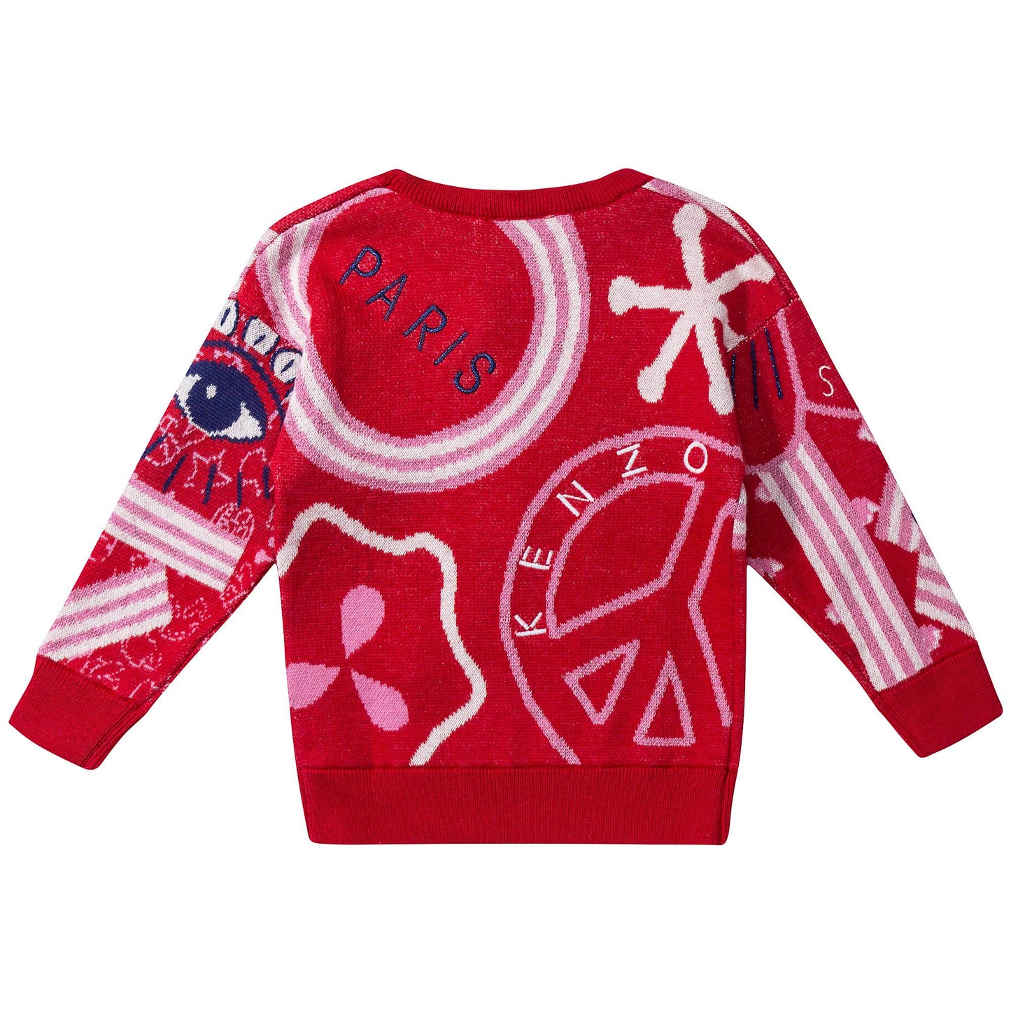 Girls Red Tiger Printed & Logo Sweater