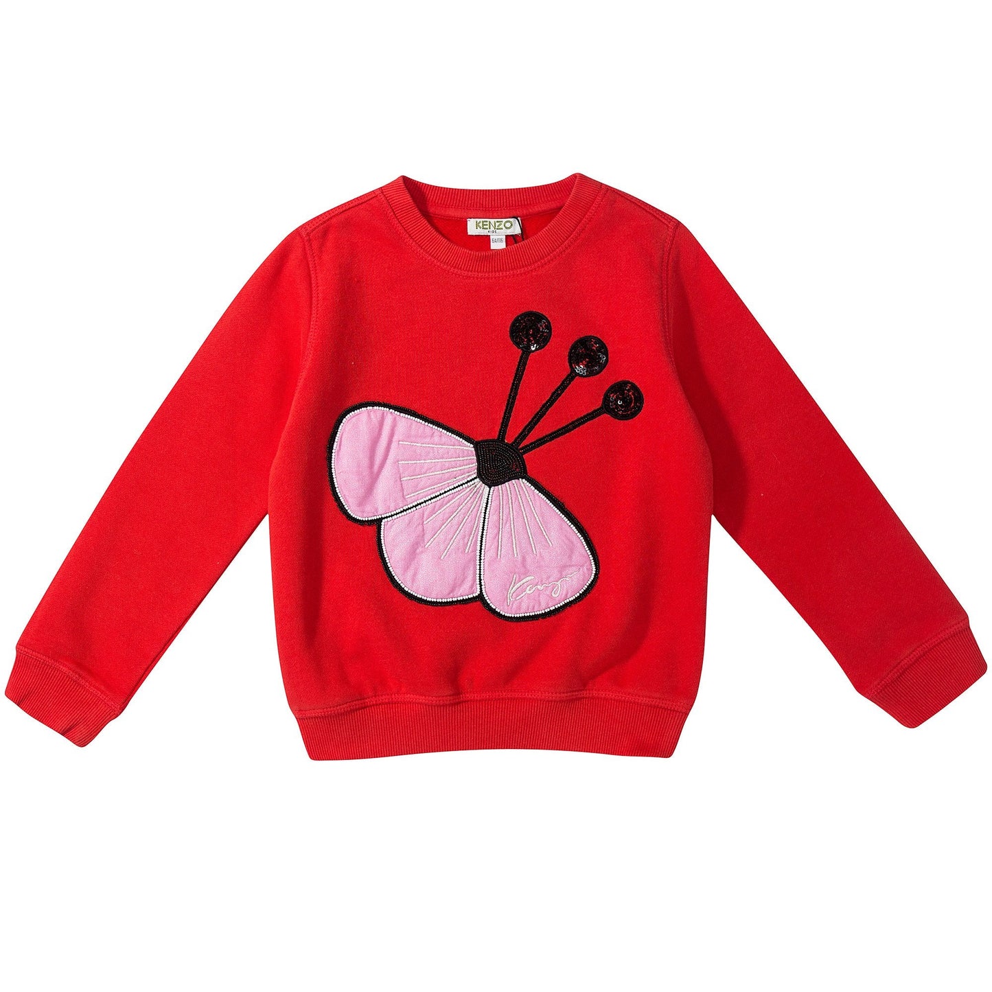 Girls Red & Pink Logo Cotton Sweatshirt