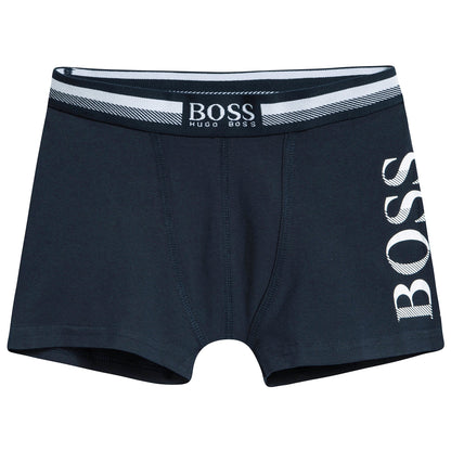 Boys Blue Cotton Logo Underwear