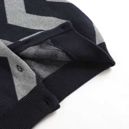 Boys & Girls Grey Striped Cotton Cardigan