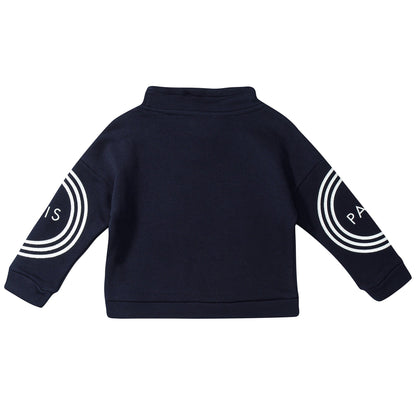 Girls Dark Blue Logo Cotton Sweatshirt