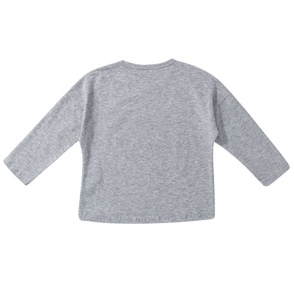 Girls Grey Tiger Printed Cotton T-Shirt