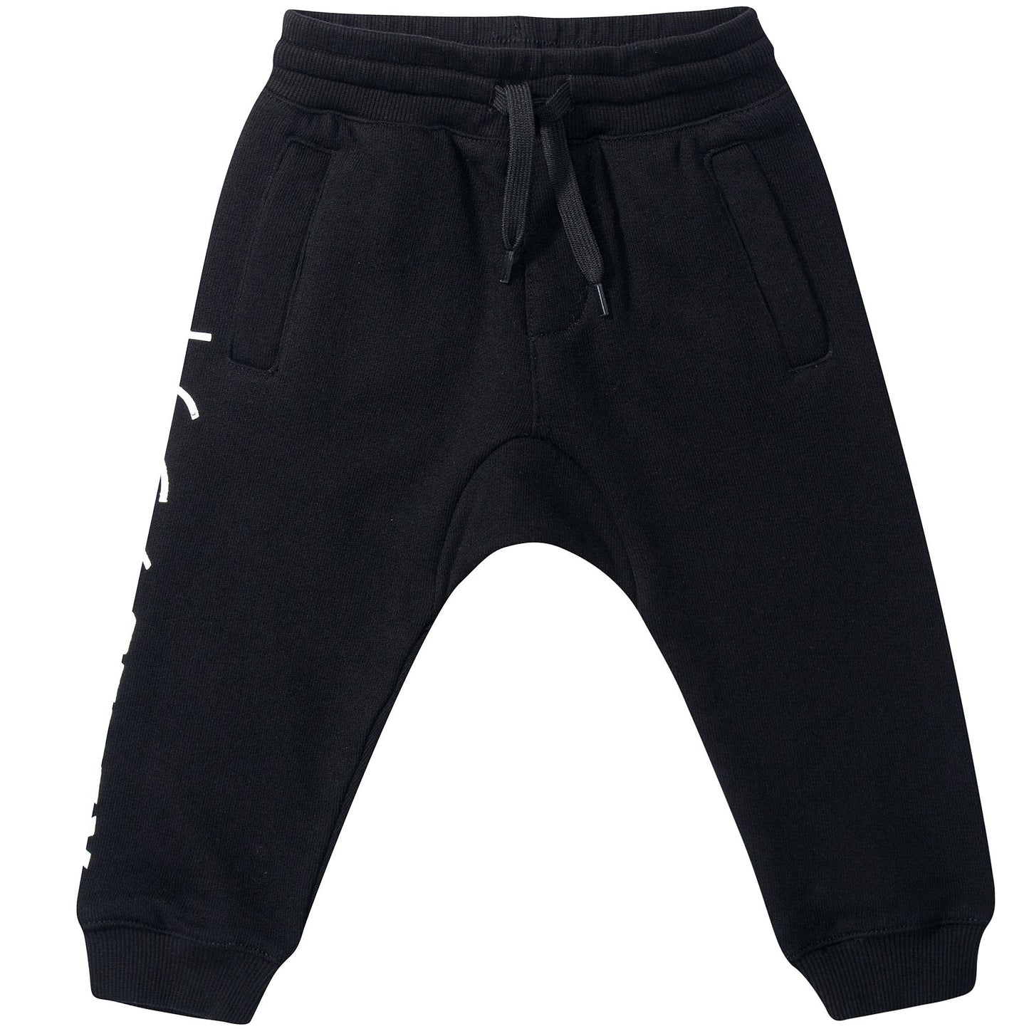 Boys Black Cotton Tracksuit Trousers