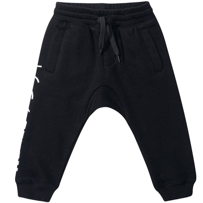 Boys Black Cotton Tracksuit Trousers