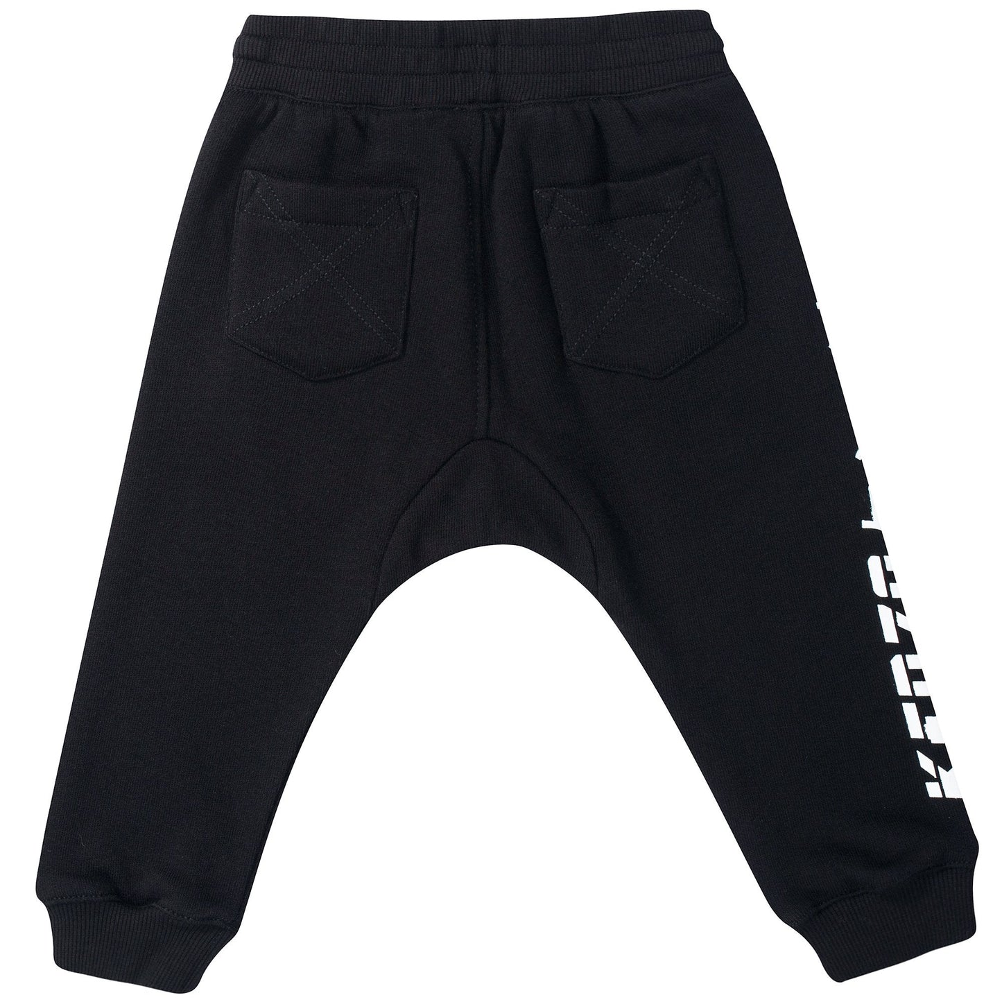 Boys Black Cotton Tracksuit Trousers