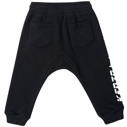 Boys Black Cotton Tracksuit Trousers