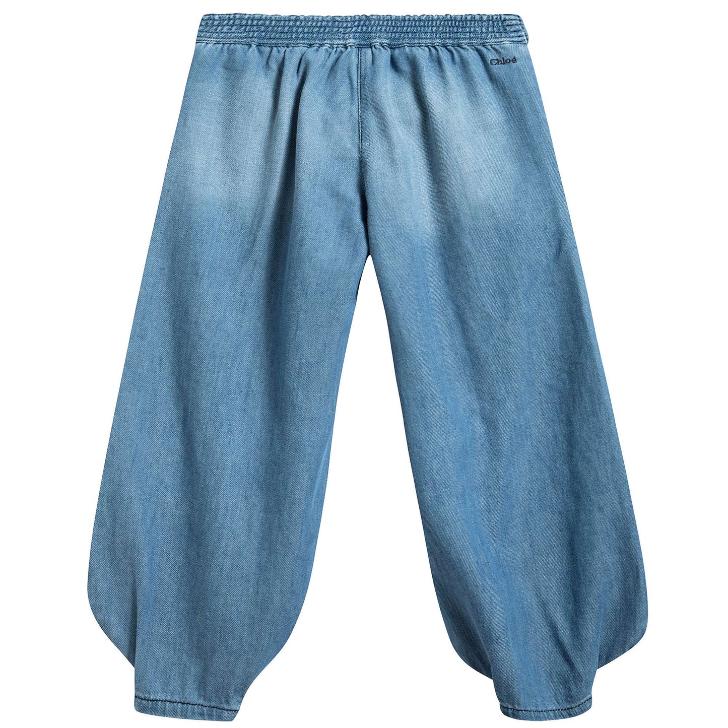Girls Denim Blue Cotton Trousers