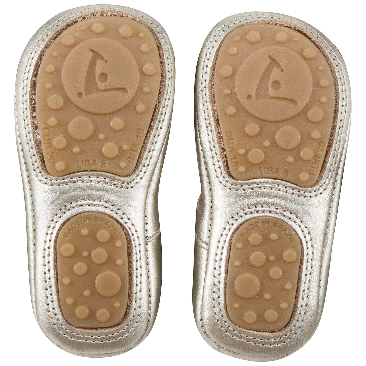 Baby Girls White Gold Leather Shoes