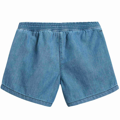 Girls Denim Blue Cotton Shorts