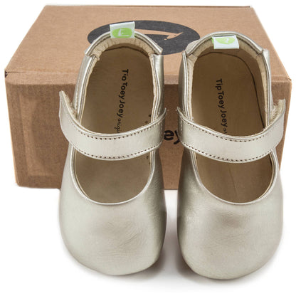 Baby Girls White Gold Leather Shoes