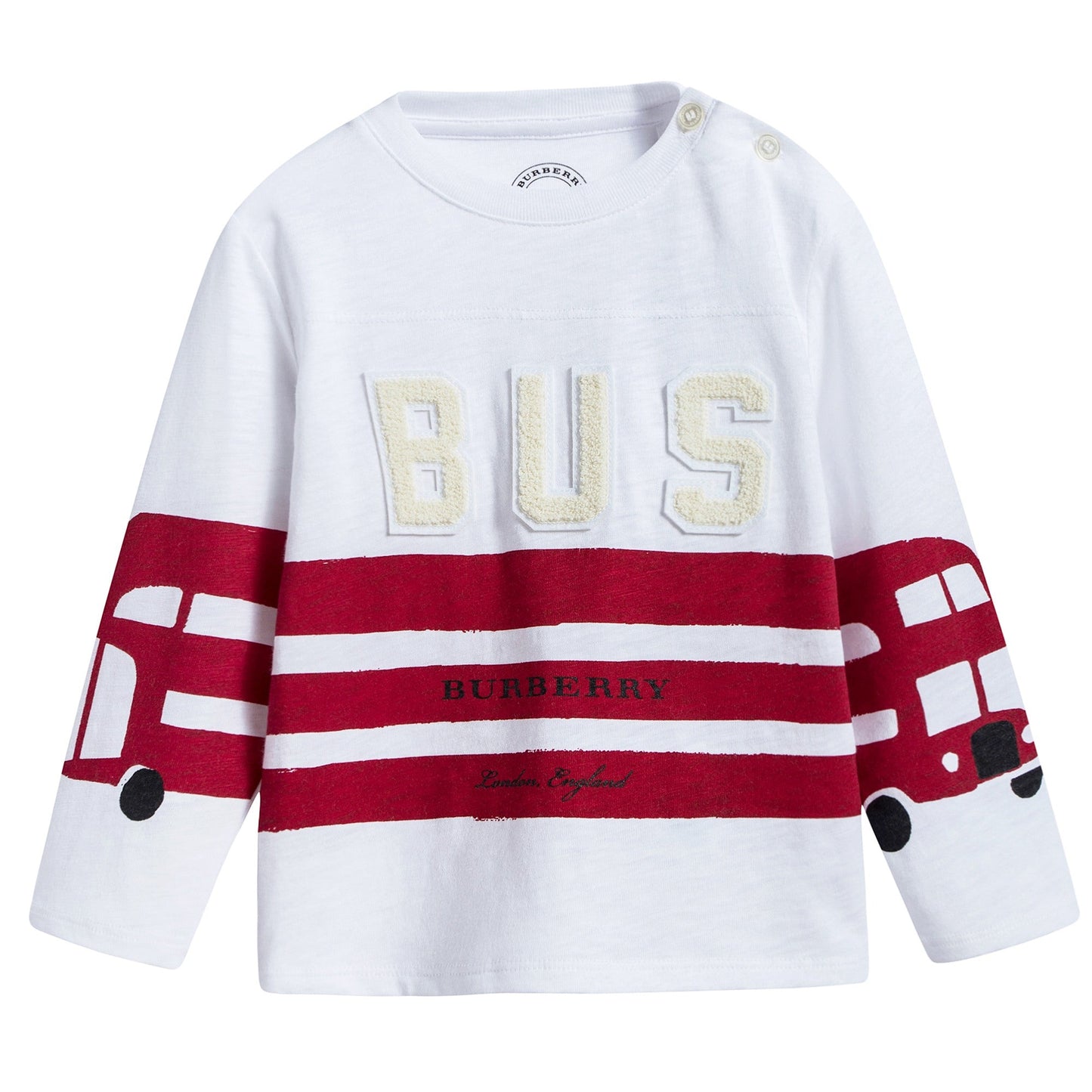 Baby  White  &  Red   Striped   Cotton   T-shirt