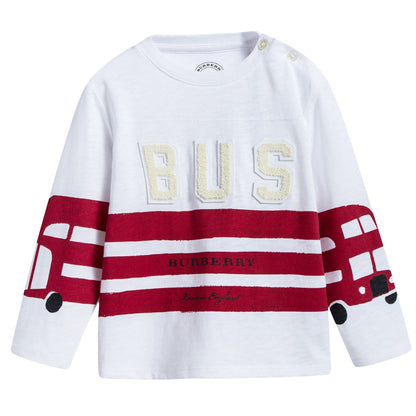Baby  White  &  Red   Striped   Cotton   T-shirt