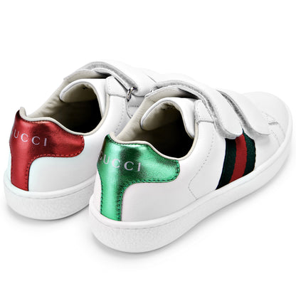 Girls White Leather Trainers