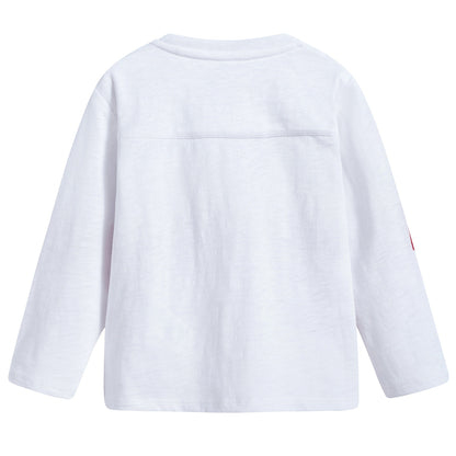 Baby  White  &  Red   Striped   Cotton   T-shirt