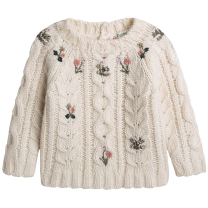 Baby Girls Lvory Embroidered Wool Blend Sweater