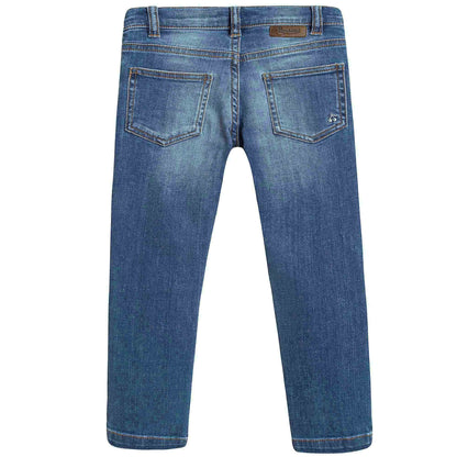 Girls Blue Tight Cotton Jeans