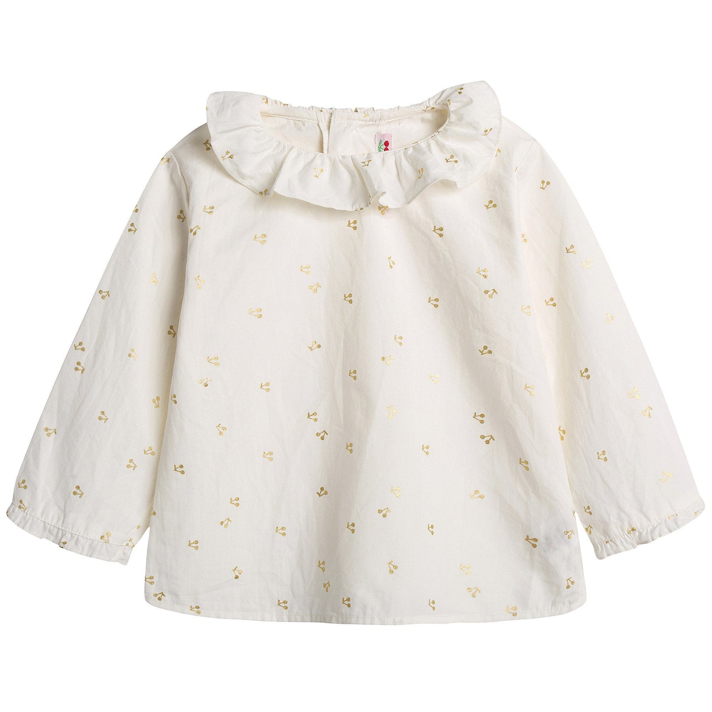 Baby Girls White With Gold Cherry Blouse