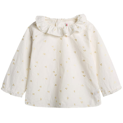 Baby Girls White With Gold Cherry Blouse