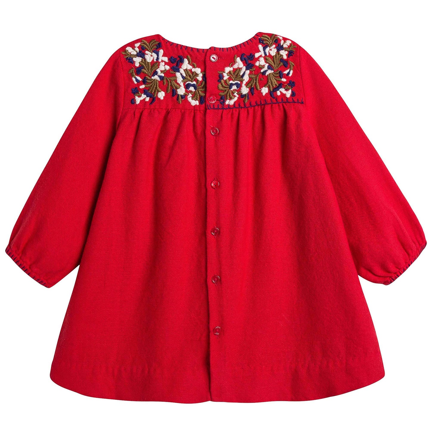 Baby Girls Red Embroidered Dresses