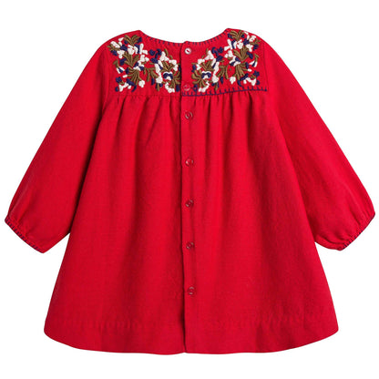 Baby Girls Red Embroidered Dresses