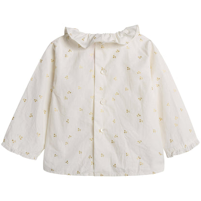 Baby Girls White With Gold Cherry Blouse
