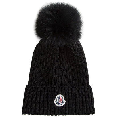 Girls Black "BERRETTO" Virgin Wool Hats