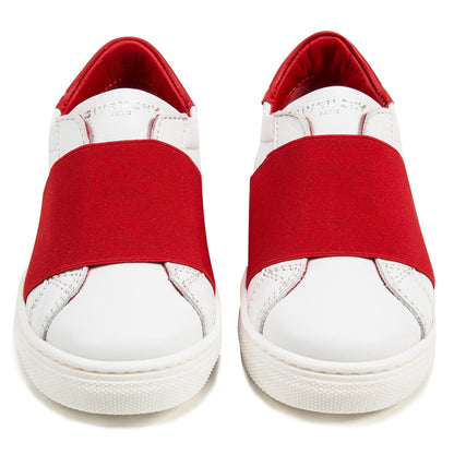 Girls White & Red Cuir  Shoes