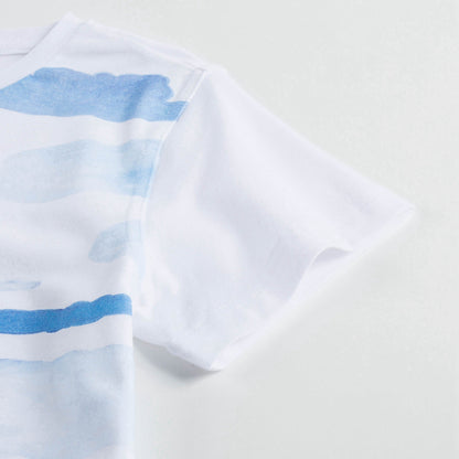 男童白色天空印花棉T恤