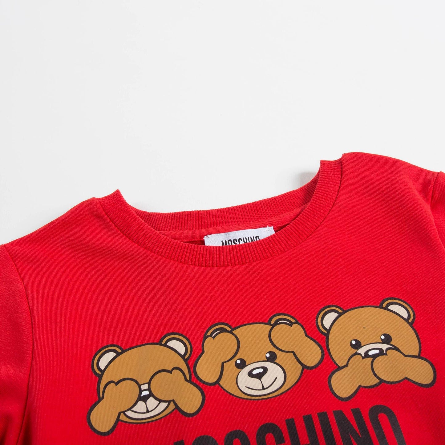 Girls Poppy Red Cotton Teddy Bear Dress