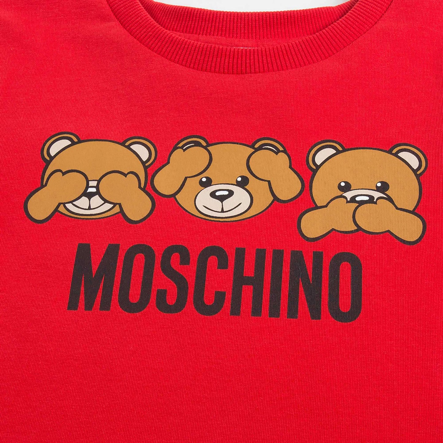 Girls Poppy Red Cotton Teddy Bear Dress