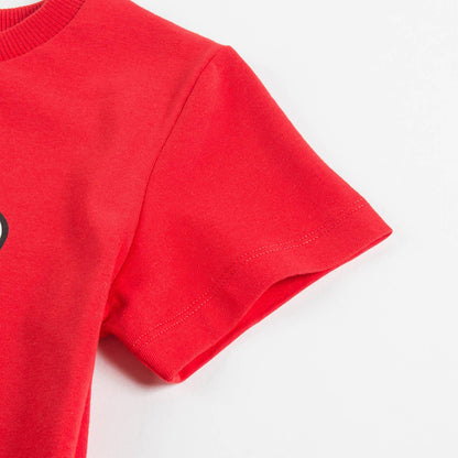 Girls Poppy Red Cotton Teddy Bear T-Shirt
