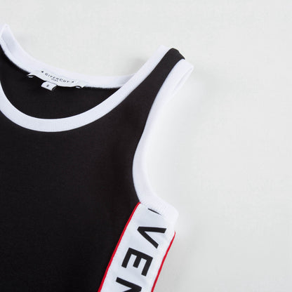 Girls Black Cotton Sleeveless Motion Dress