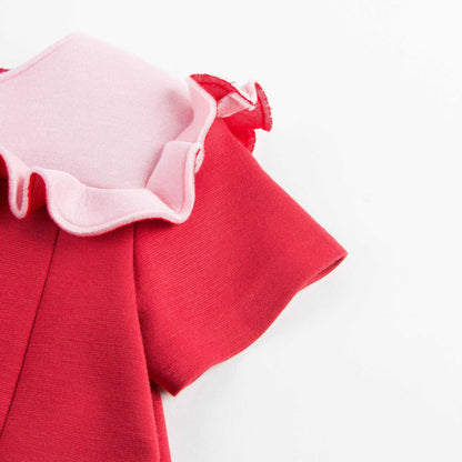 Baby Girls Red & Pink Neoprene Dress